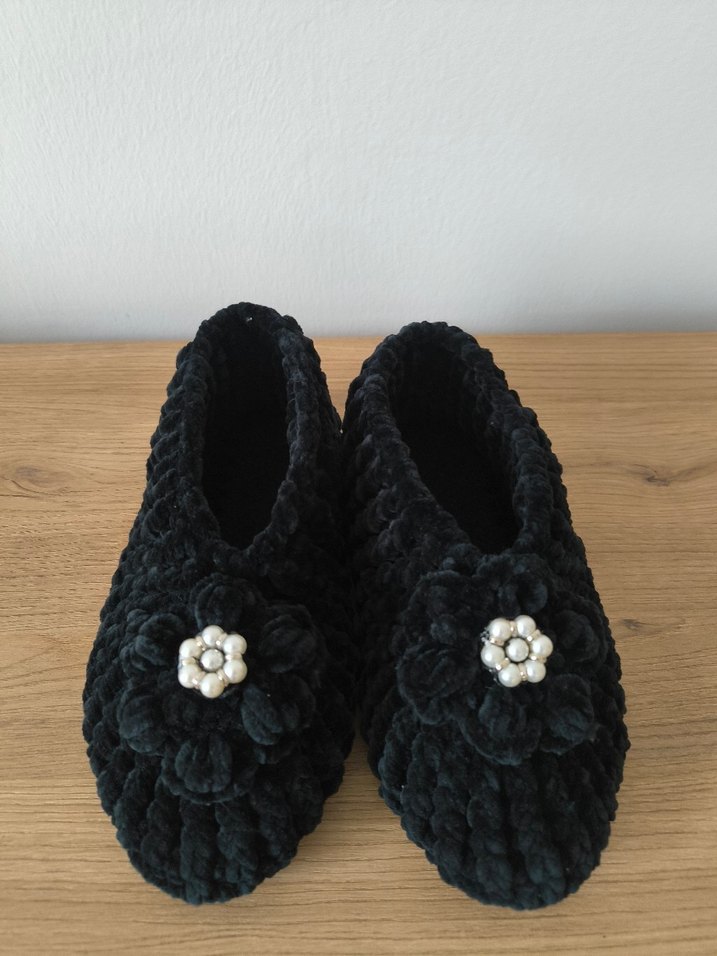 Gri Örgü Kız Ev Terliği - Görsel 2