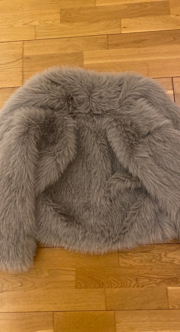 Zara Gri Yünlü Kadın Suni Kürk Ceket - Görsel 2