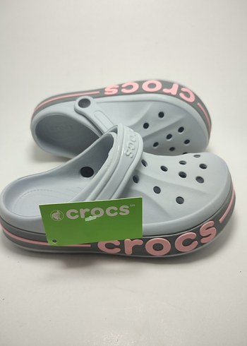 Crocs Crocs Gri Beyaz Velcro Detaylı Terlik