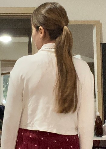 Kadın Beyaz Fermuarlı Uzun Kollu Triko - Görsel 2