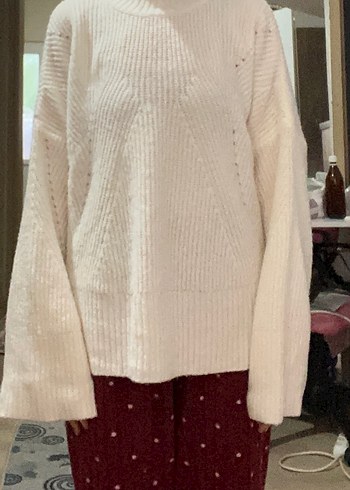 Ekru Yumuşak Dokulu Boğazlı Triko Kazak - Görsel 3