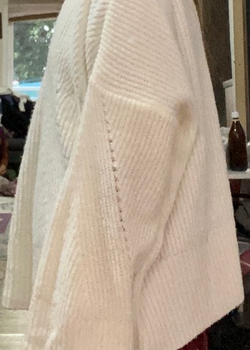 Ekru Yumuşak Dokulu Boğazlı Triko Kazak - Görsel 5