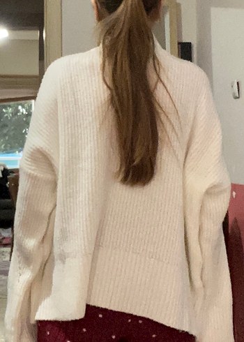 Ekru Yumuşak Dokulu Boğazlı Triko Kazak - Görsel 4