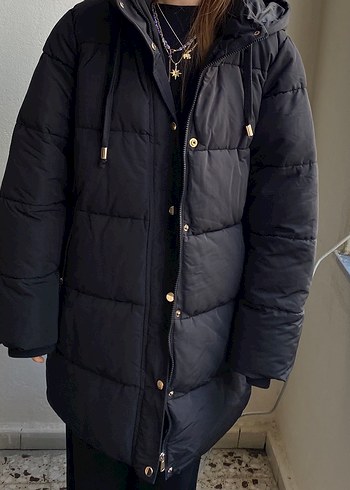 Siyah kadın şişme mont - Görsel 6