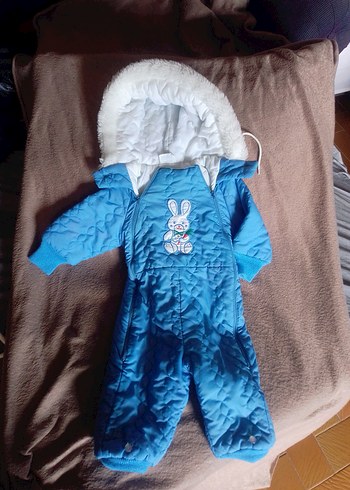 Kürk Detaylı Mavi  Bebek Tulumu 74 no - Görsel 2