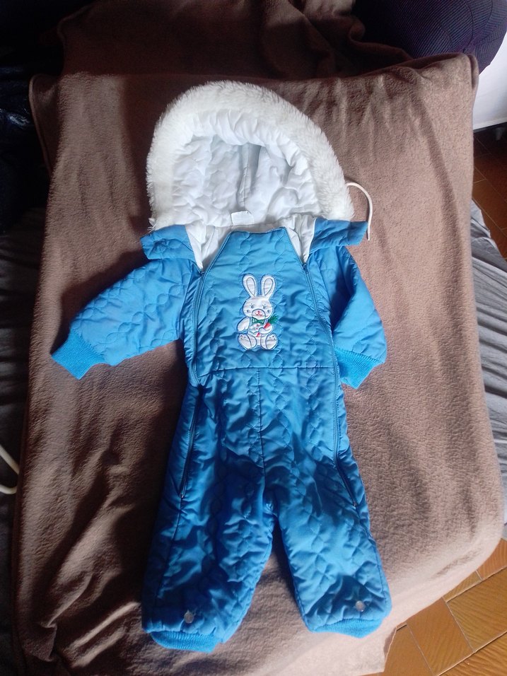 Kürk Detaylı Mavi  Bebek Tulumu 74 no - Görsel 2