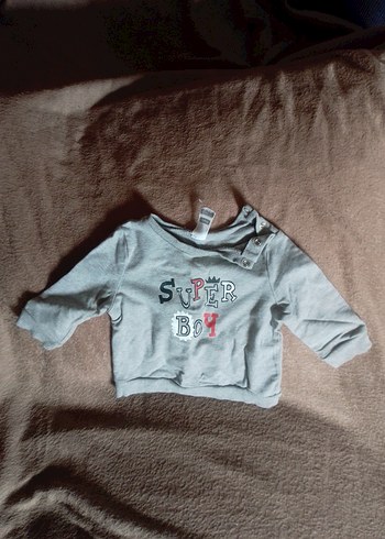 Gri Erkek Çocuk Baskılı Sweatshirt 1/2 yaş - Görsel 2