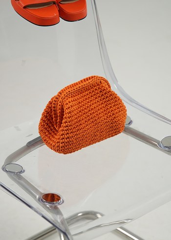 Turuncu Örgü çanta - Görsel 2