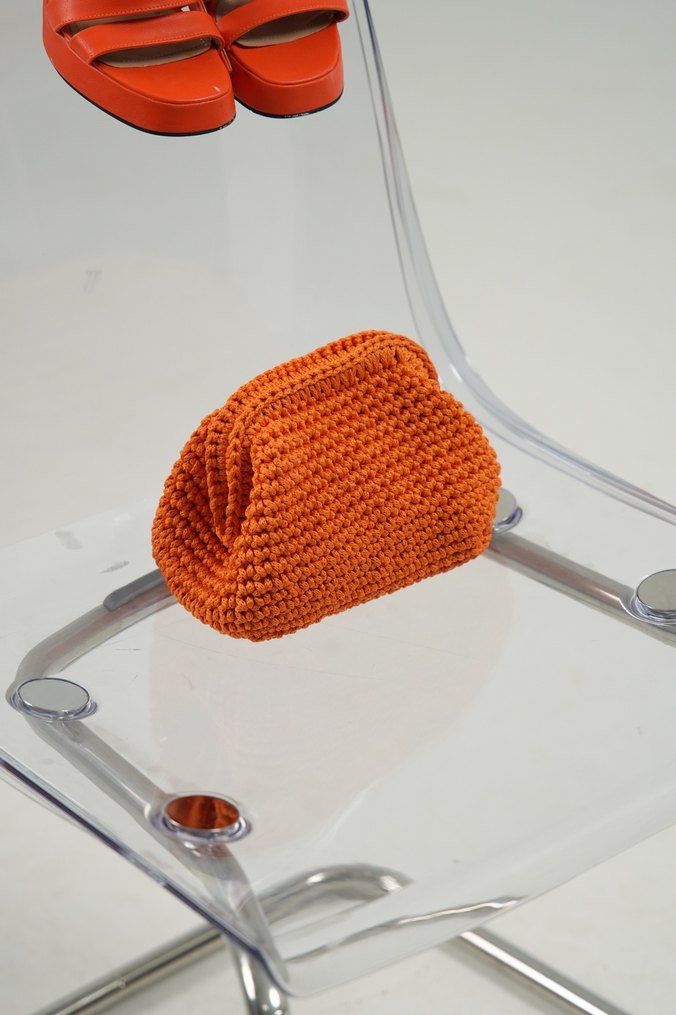 Turuncu Örgü çanta - Görsel 2