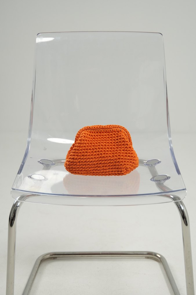 Turuncu Örgü çanta - Görsel 4