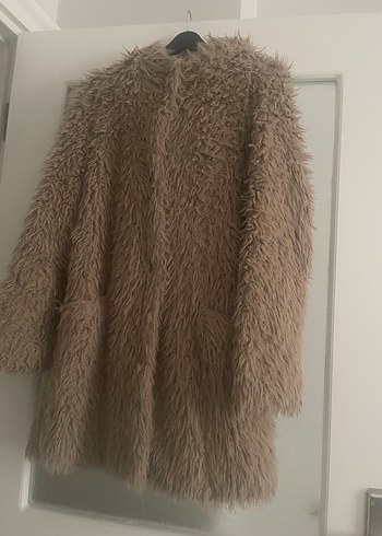 Zara Bej Kadın Peluş Midi Kaban