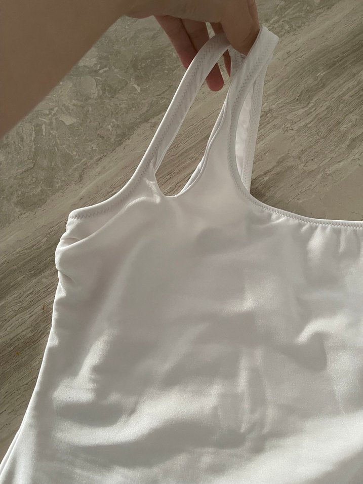 Beyaz Tek Omuzlu Kadın Mayo - Görsel 2