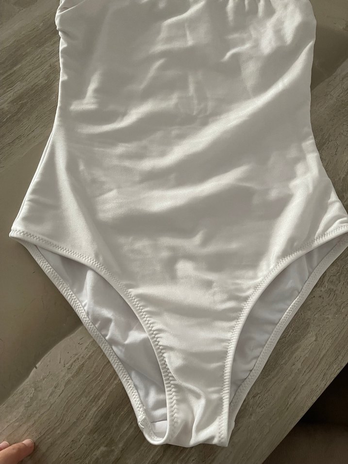 Beyaz Tek Omuzlu Kadın Mayo - Görsel 3