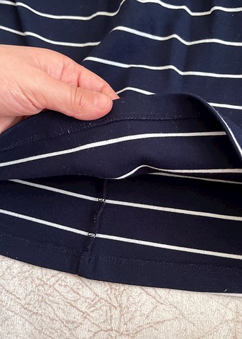 Lacivert Çizgili Hamile Bluzu - Görsel 4