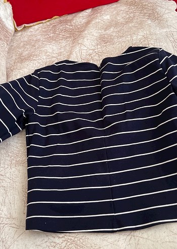 Lacivert Çizgili Hamile Bluzu - Görsel 5