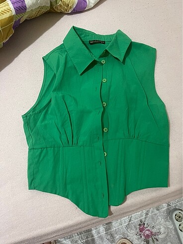 m Beden yeşil Renk Bluz korseli gömlek tarzında 