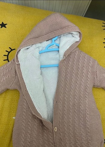 Pembe Örgü Kapüşonlu Bebek Tulumu - Görsel 2