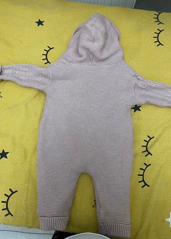 Pembe Örgü Kapüşonlu Bebek Tulumu - Görsel 4