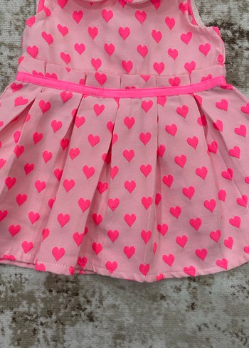 6-9 Ay Beden pembe Renk Lcw kız Çocuk Pembe Kalp Desenli Kolsuz Elbise