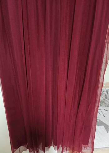 Bordo Uzun Kollu Bohem Abiye Elbise - Görsel 4