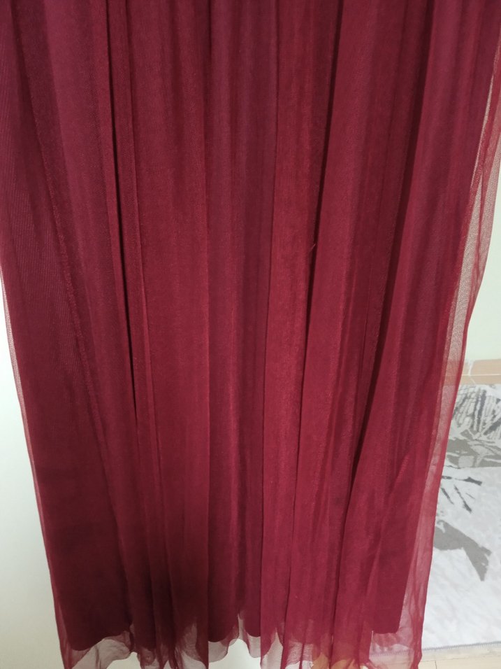 Bordo Uzun Kollu Bohem Abiye Elbise - Görsel 4