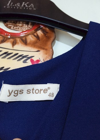 Uzun Lacivert Kadın Elbise, Drapeli, Uzun Kollu - Görsel 3