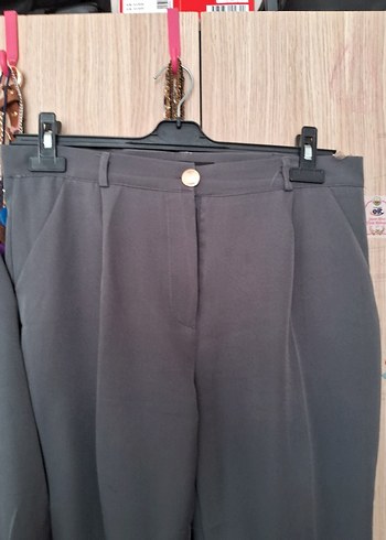 44 Beden gri Renk Gri Kadın Düğmeli Blazer Takım