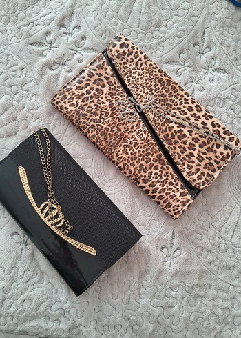Zara Zincir Detaylı Siyah Deri Clutch Çanta