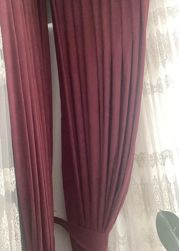 Bordo 4 adet var tanesi Modern Klasik Fon Perde - Görsel 2