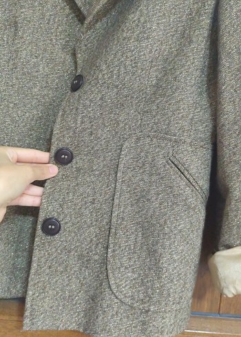 34 Beden Düğmeli Vintage Simli Blazer Ceket