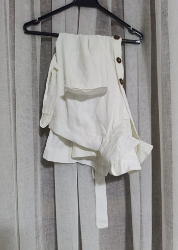 network Beyaz Keten Kısa Tulum - Görsel 8