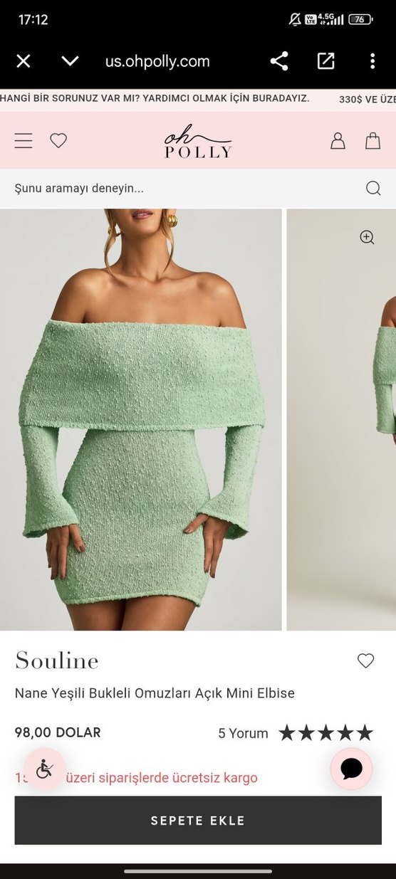 oh polly Uzun Kollu Madonna yaka Mini Triko Elbise - Görsel 2