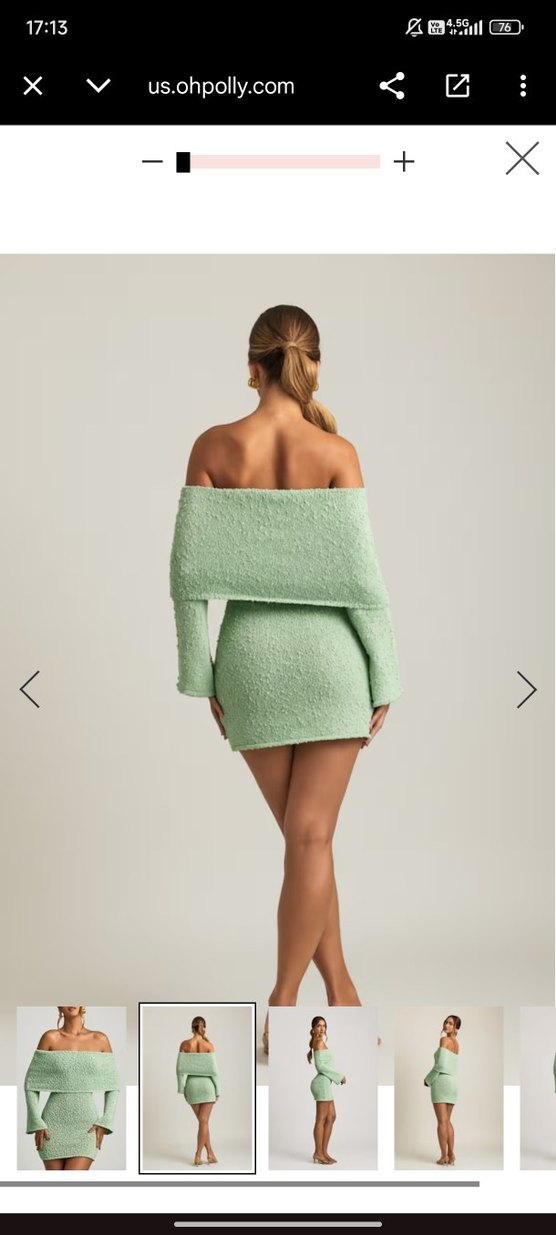 oh polly Uzun Kollu Madonna yaka Mini Triko Elbise - Görsel 3