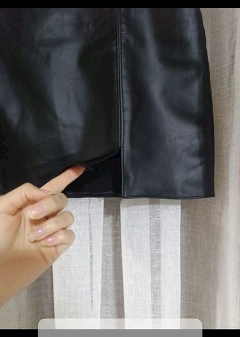 Siyah Deri Mini Etek - Görsel 3