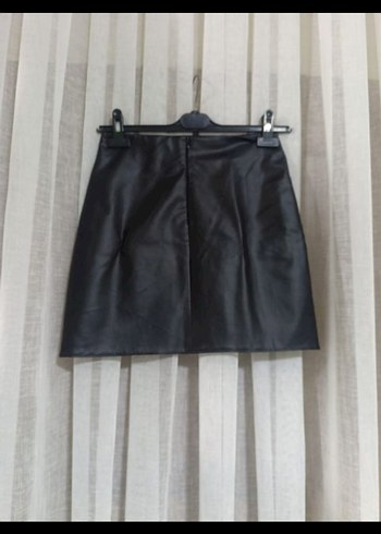 Siyah Deri Mini Etek - Görsel 7
