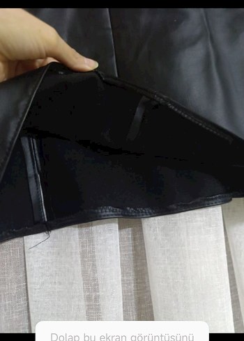 Siyah Deri Mini Etek - Görsel 6