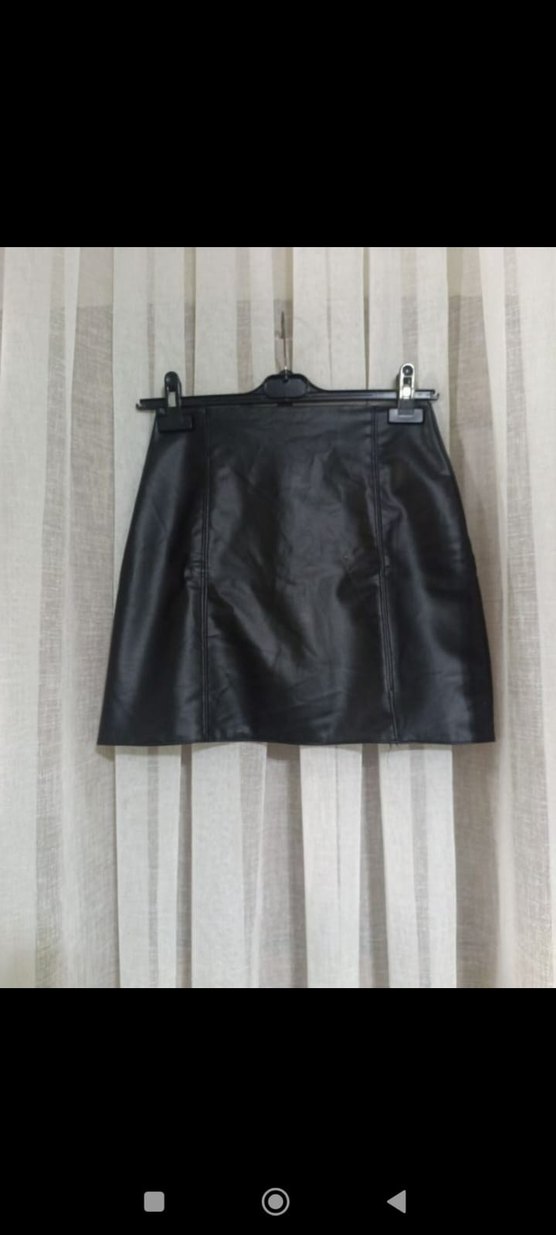 Siyah Deri Mini Etek - Görsel 2