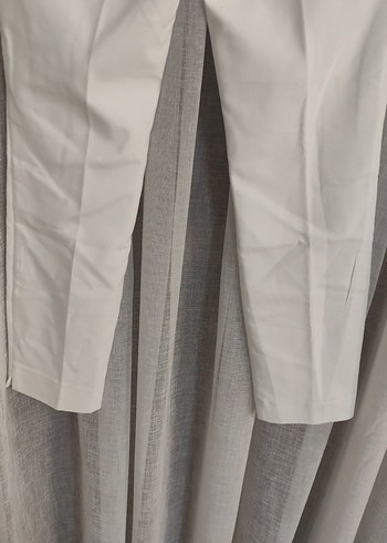 Beyaz Kadın Kumaş Pantolon Midi Boy - Görsel 11