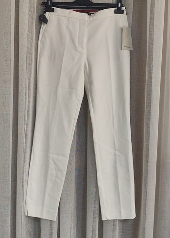 Beyaz Kadın Kumaş Pantolon Midi Boy - Görsel 2