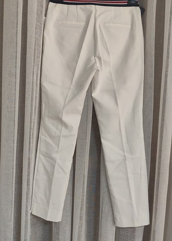 Beyaz Kadın Kumaş Pantolon Midi Boy - Görsel 9