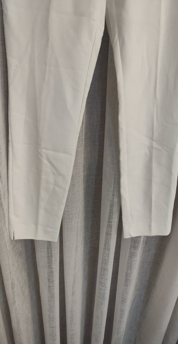 Beyaz Kadın Kumaş Pantolon Midi Boy - Görsel 4