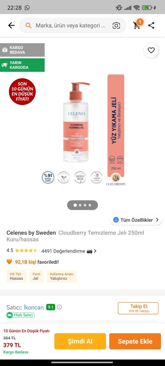 Celenes Yüz Temizleme Köpük Jeli 250 ml - Görsel 4