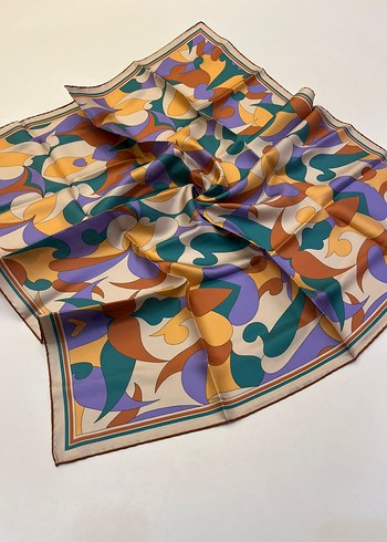 Çok Renkli İpek Kadın Fular - Görsel 2