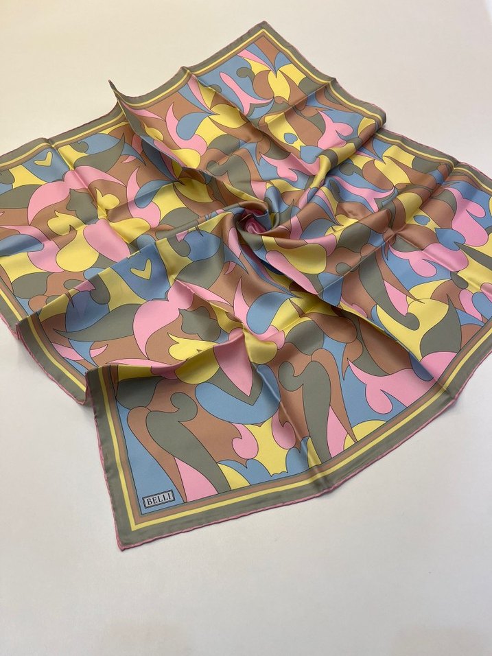 Çok Renkli İpek Kadın Fular - Görsel 3