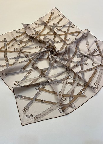 Kadın Pilili Çok Renkli İpek Fular - Görsel 16