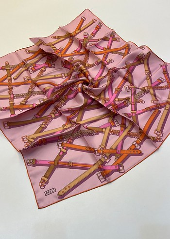 Kadın Pilili Çok Renkli İpek Fular - Görsel 19