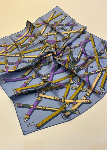 Kadın Pilili Çok Renkli İpek Fular - Görsel 15