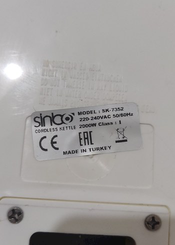 Sinbo Beyaz Su Isıtıcı - Görsel 5