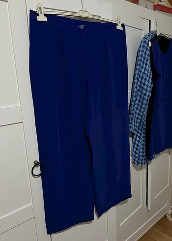 Düğmeli Lacivert Kadın Krep Kumaş Pantolon - Görsel 2