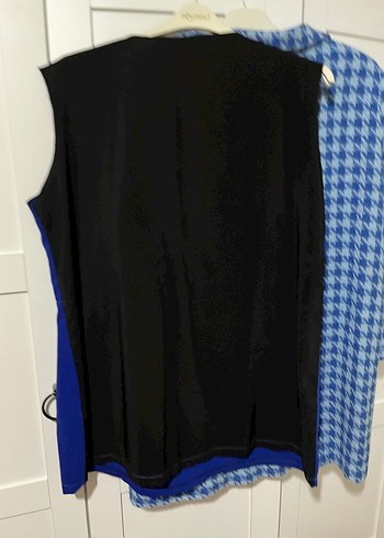 Kemer Detaylı Kolsuz Mavi Siyah Çift Taraflı Kadın İçlik - Görsel 2